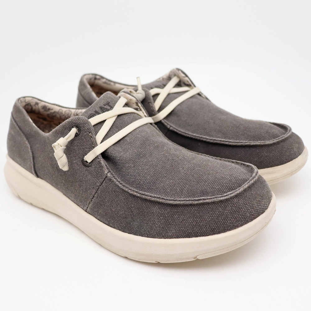 Ariat Gray Canvas Slip-On Flats with Cream Laces